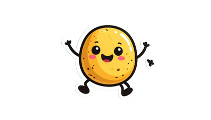 Obraz premium Cheerful Cartoon Potato with Pixelated Style and Transparent Background