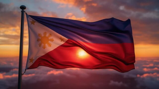 Dramatic Philippine Flag Wave Representing Independence Day Spirit
