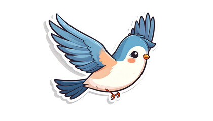 Fototapeta premium Cartoon Bird in Flight with Blue and Peach Plumage on Transparent Background