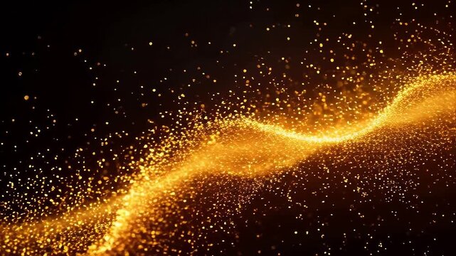Golden sparkles swirling in dark background