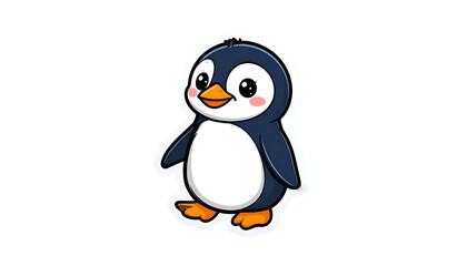 Obraz premium Cartoon Penguin with White Outline on Black Background