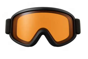 Ski snowboard goggle with orange lens and transparent background