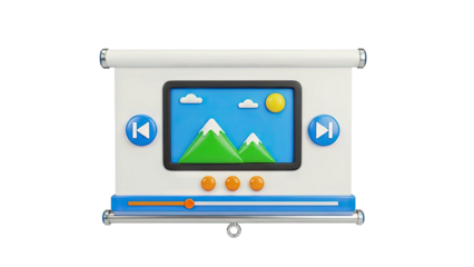3D Media Player Icon with Playback Controls
