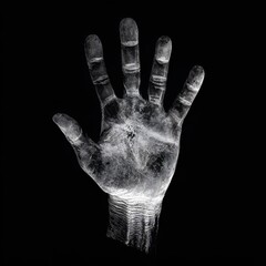 X-ray view of human hand bones overlay on black background