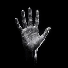 X-ray view of human hand bones overlay on black background