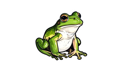 Green Frog Illustration Against Black Background with Pixelated Detail and Textured Appearance