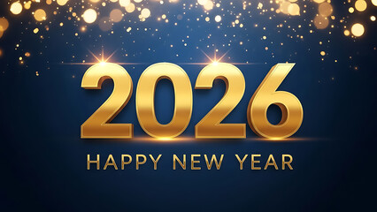 Golden 2026 Happy New Year Celebration Background with Sparkles
