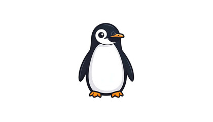 Fototapeta premium Pixel Art Penguin on Transparent Background with White Outline Black and White Body Orange Feet and Beak