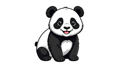 Obraz premium Pixelated Panda Bear Illustration on Transparent Background Smiling with Black and White Fur