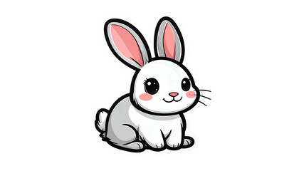 Obraz premium Pixelated Rabbit Illustration With Pink Ears and Whiskers on Transparent Background