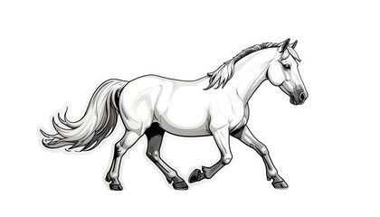 Fototapeta premium Pixelated White Horse in Motion Against a Transparent Background