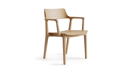 Modern Minimalist Wooden Chair with Armrests.