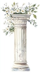 Naklejka premium Elegant floral ancient column illustration