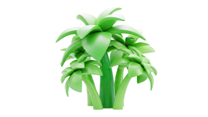 Stylized Green Palm Trees on White Background