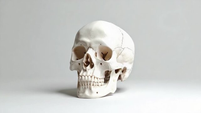Detailed Human Skull Model on White Background for Medical Study