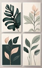 Modern botanical art collection featuring tropical leaves and abstract plants