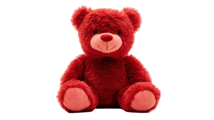 Red teddy bear valentine love gift plush toy isolated transparent background