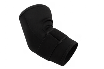 Black elbow brace providing physical support and compression