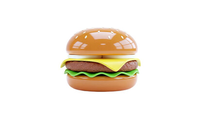 3D Render of a Cartoon Hamburger with White Background