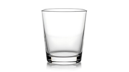 Clear Glass Tumbler on White Background.