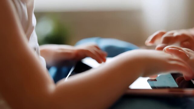  Child Typing on Laptop Keyboard at Home