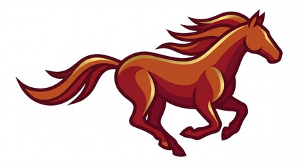 Fototapeta premium Vibrant horse running with flowing mane and tail in warm colors