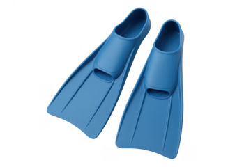 Blue swimming flippers for underwater sports and diving