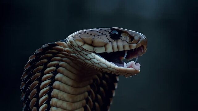Deadly Cobra Snake with Open Mouth Ready to Strike