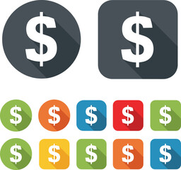 Fototapeta premium Set of Colorful Dollar Sign Icons for Finance Banking and Money Related SymbolsSet of Colorful Dollar Sign Icons for Finance Banking and Money Related Symbols