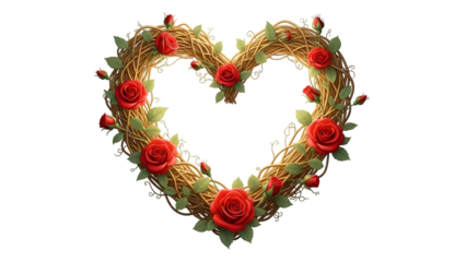 Heart shaped floral wreath for mother's day isolated on transparent background