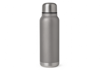 Silver stainless steel vacuum insulated beverage bottle