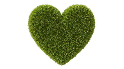 Heart shaped green grass isolated on transparent background for mother's day