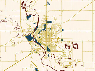 Fototapeta premium Graphic city map artwork of Fort Dodge, Iowa