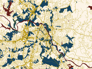 Fototapeta premium Graphic city map artwork of Fredricksburg, Virginia
