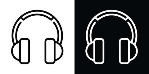 over ear headphones line art icon for audio and music applications