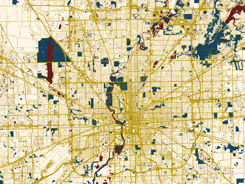 Abstract city map of Indianapolis, Indiana