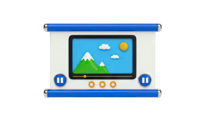3D Cartoon Player with Mountain Landscape