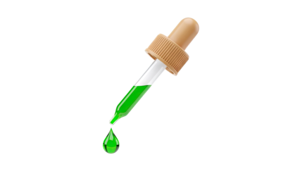 Dropper with Green Liquid and Falling Drop