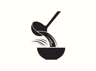 Kitchen Utensil Silhouette of Ladle Pouring Soup
