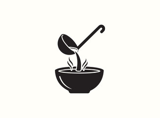 Restaurant Kitchen Ladle Silhouette with Motion Lines
