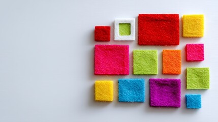 Colorful felt squares arranged in a geometric grid