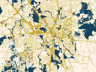 Fototapeta premium Modern flat map of Murfreesboro, Tennessee