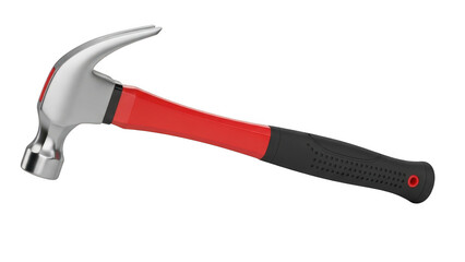 Red and black hammer isolated on transparent background
