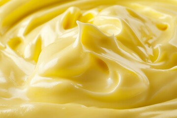 Obraz premium Creamy yellow custard swirls in macro detail