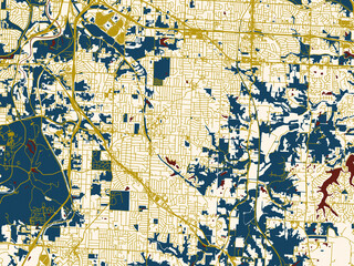 Fototapeta premium City map of Raytown, Missouri – midnight red and gold palette