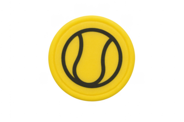 Yellow tennis ball icon on a round disc