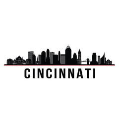 Fototapeta premium cincinnati city skyline with silhouette buildings and text