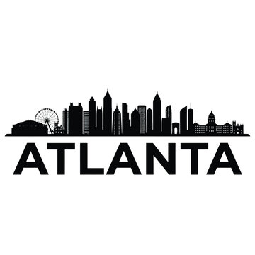 atlanta city skyline with ferris wheel and buildings