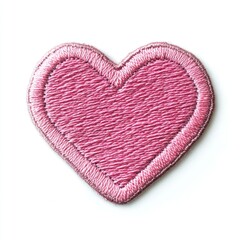 Single soft pink cute heart icon embroidered patch decoration.