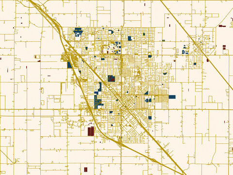 Decorative city map poster of Turlock, California